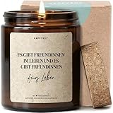 Freundinnen fürs Leben   Duftkerze mit Spruch als Geschenk für beste Freundin, Dankeschön, liebevolle Geschenkidee mit blumigem Duft, Kerze im Glas
