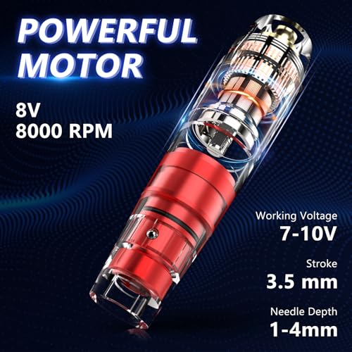 Image of Wormhole Tattoo Machine Kit Rotary with Power Supply 20 Cartridge Needles 20 Tattoo Ink 40 Tattoo Ink Caps Complete Tattoo Practice Pen Kit for Beginners and Tattooists WTK105