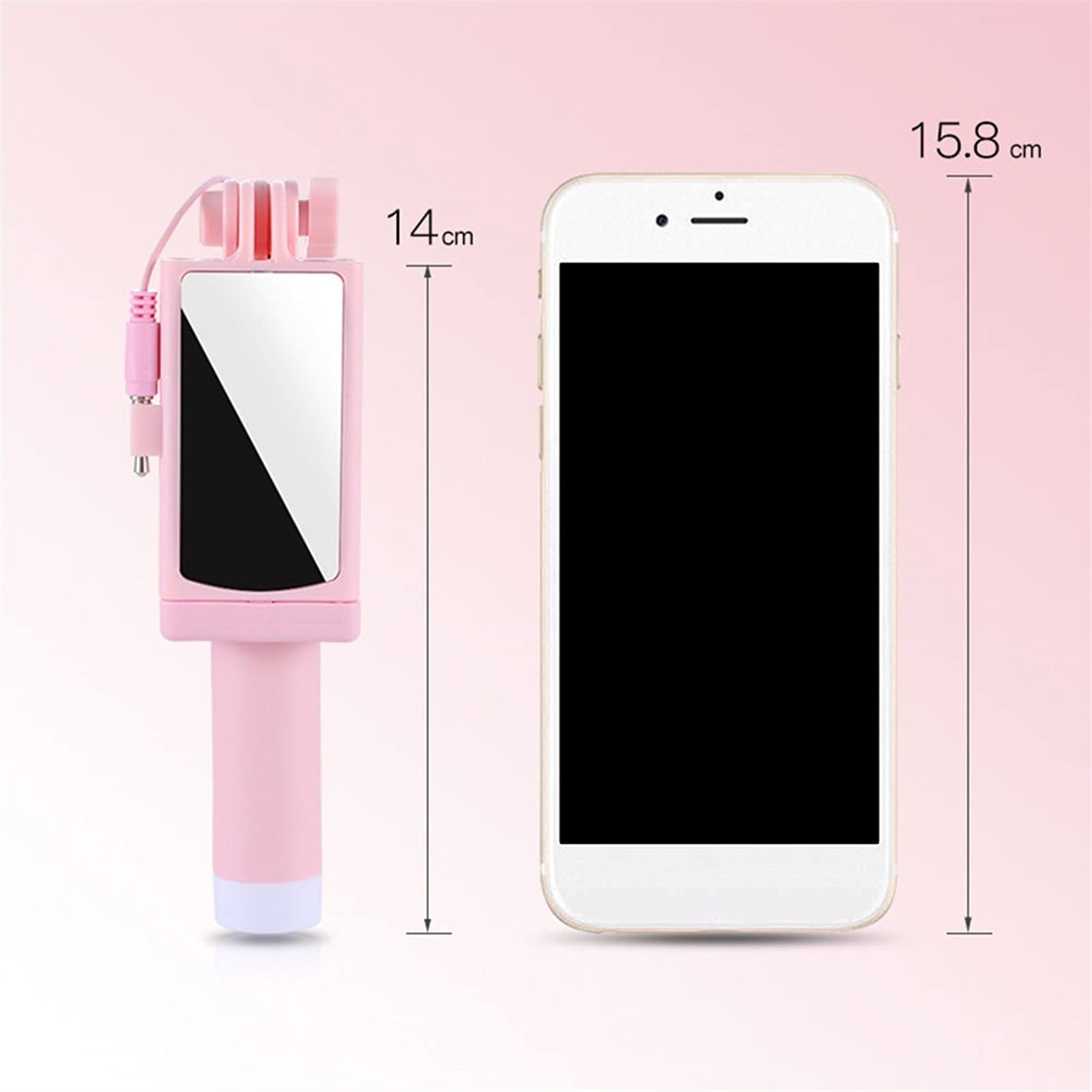 SCRUBY Mini bastone per selfie, pieghevole, monopiede, specchio da 3,5 mm, controllo della linea audio (blu)