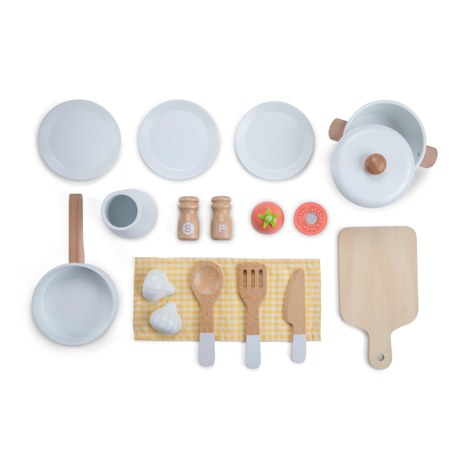Woet® Cuisine Jouet Beige en Bois pour Enfants - avec Four, Évier et Accessoires - Set de Cuisine d’Imitation - À Partir de 3 Ans (Beige)