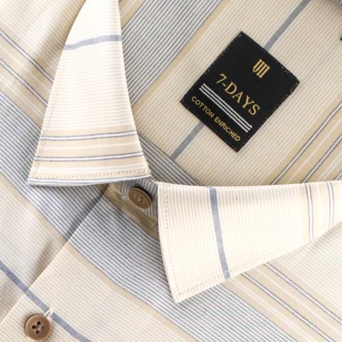 Image of 7-DAYS Men's Premium Striped Formal Shirt - Cotton Rich, Regular Fit, Full Sleeve, with Pocket, Wrinkle Resistant - Stylish Office & Everyday Wear.