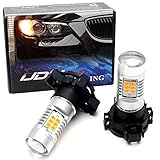 iJDMTOY (2) Amber Yellow Error Free 21-SMD PY24W 5200s LED Bulbs For BMW Front Turn Signal Lights, Fit E90/E92 3 Series, F10/F07 5 Series, E83/F25 X3 E70 X5 E71 X6 Z4, etc