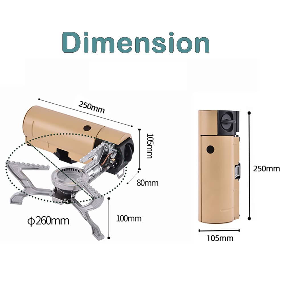 Tentock Przenośna kempingowa kuchenka gazowa, 2670 W, składana kuchenka z plecakiem, z zapłonem piezoelektrycznym i torbą do przenoszenia, do gotowania na świeżym powietrzu, wędrówek, pikniku,