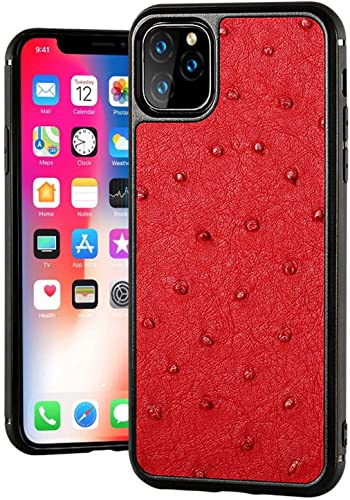 Étui cuir d'autruche iPhone 13 Pro rouge idéal pour le bureau