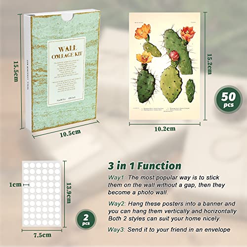SIYINGSAERY 50 Stück Poster Collage Kit Vintage Karten Wand Collage Kit Aesthetic 4' x 6' Collage Druck Set Kit mit Doppelklebeband Indie Raumdekoration Wandcollage Kit für Schlafzimmern Büros