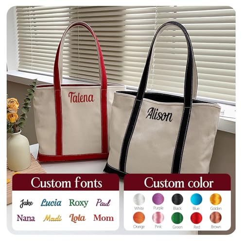 Bolsa Tote personalizada de lona bordada para mujer miniatura 3