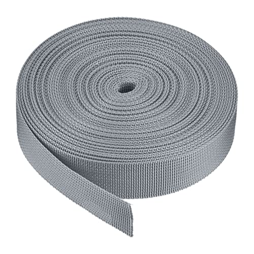 Image of MECCANIXITY Flat Nylon Webbing Strap 1 Inch 10 Yards Grey for Backpack, Luggage-rack