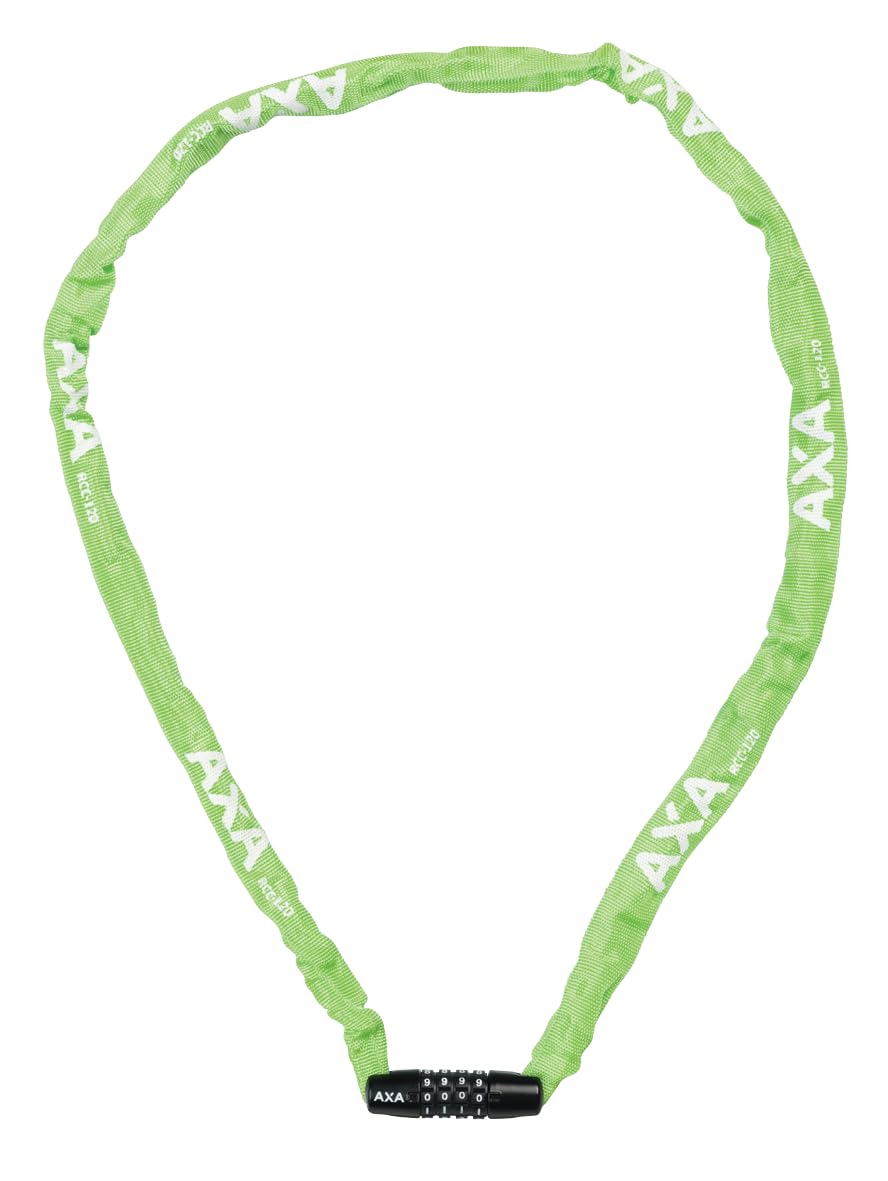 AXA Rigid RCC 120 - Lucchetto a catena con codice - 120 cm - Maglia in acciaio 3,5 mm - Livello di sicurezza 3 - Custodia protettiva - Verde