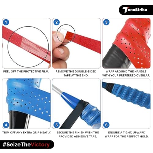 Image of Perforated Anti-Slip Racket Grip Tape - Pack of 5 (Multi-Color) | Overgrip for Tennis, Badminton, Squash & Pickleball | Sweat-Absorbent Foam Cushion Grip (Black Forest)