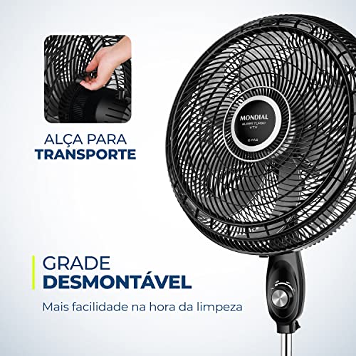 Ventilador Coluna 50cm Super Turbo 8 Pás, Mondial, Preto/Prata, 150W, 220V - VTX-50C-8P