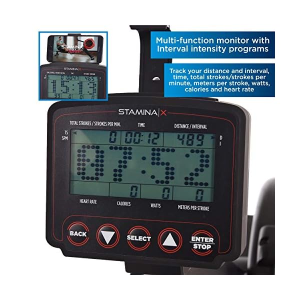 Stamina-X-Stamina-x-Amrap-Indoor-Rowing-Machine-Dynamic-Air-Resistance-Workout-Monitor-Wireless-Heart-Rate-Strap-Included Stamina X AMRAP Rower Machine with Smart Workout App - Foldable Rowing Machine with Dynamic Air Resistance for Home Gym Fitness - Up to 300 lbs Weight Capacity