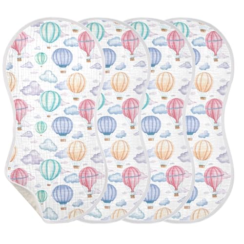 xigua Hot Air Balloons Muslin Baby Burp Cloths Set of 1, Super Soft & Absorbent Burping Rags, Cotton Burp Clothes Shower Gift for Newborn, Baby Girls and Boys3