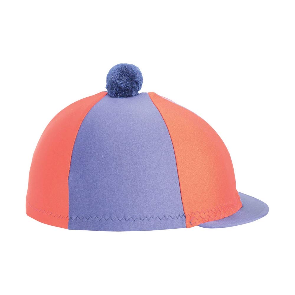 Hy Two Tone Lycra Silks with Bobble - Navy/Orange - Horse Riding Hat Covers