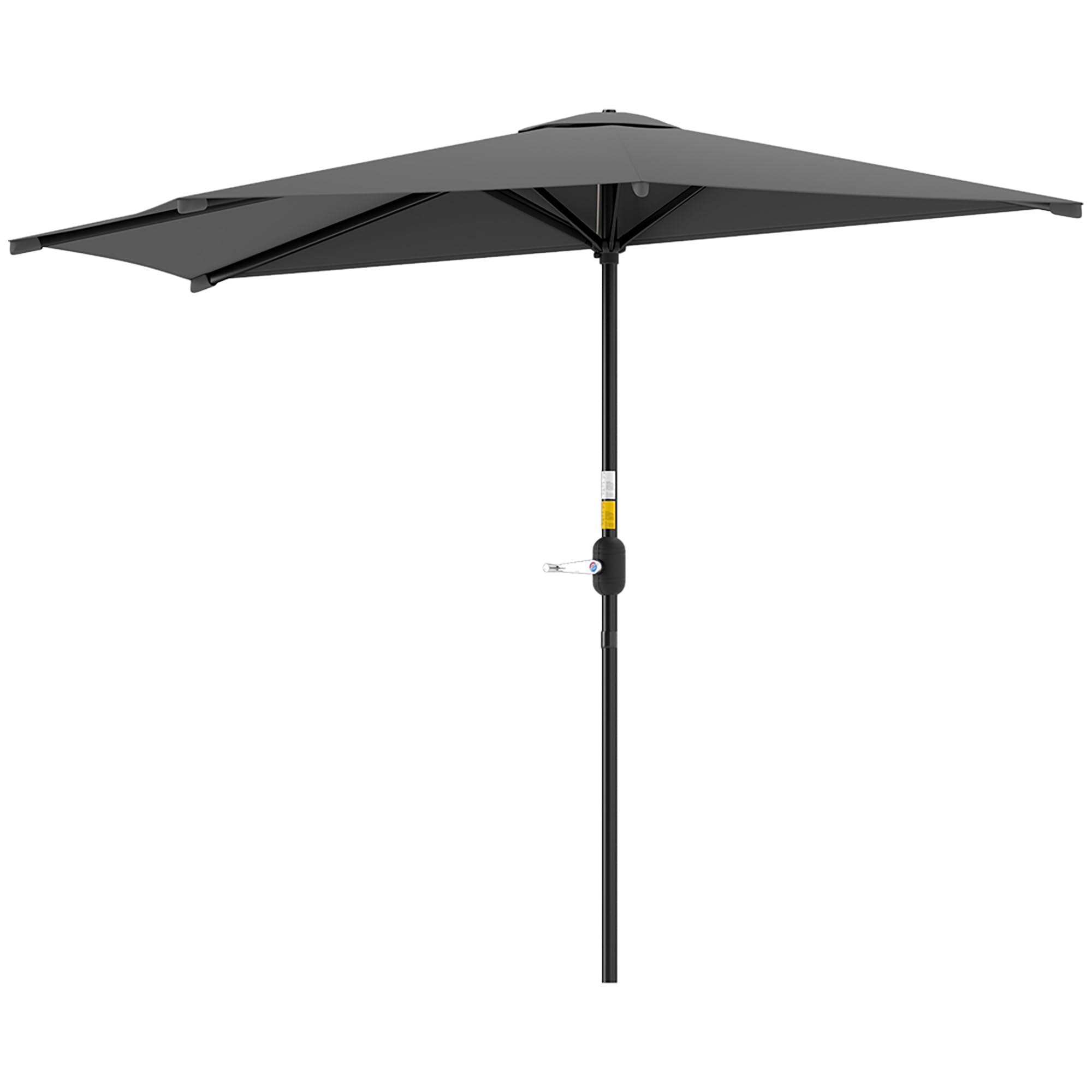 Outsunny 3(M) Half Round Parasol Garden Sun Umbrella W/ Crank Dark Grey from B&Q