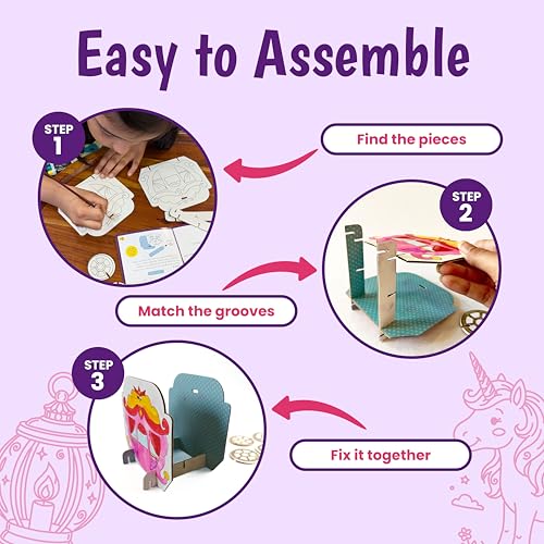 Image of The Curious Bees - Fairytale Craftivity Box for Kids (Age 4+) | DIY Princess, Unicorn & Castle Craft Kit | Build, Decorate & Play Story Set | Creative Activity Toy for Girls & Boys | BIS Approved | Made in India