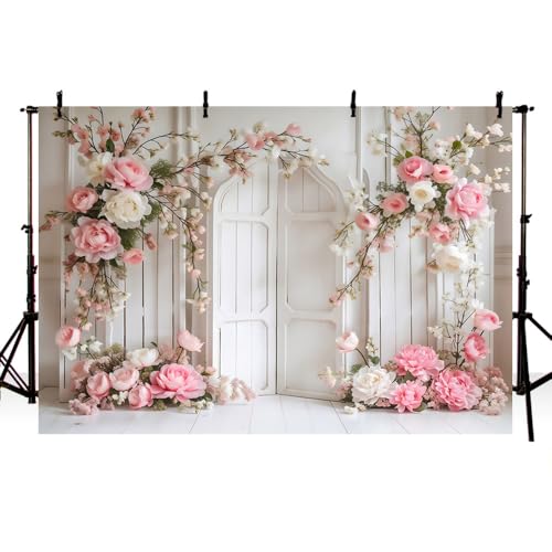 AIBIIN Rose Floral Mur Photographie Fond Intérieur Chambre Vide Fleur Arc Fond Adulte Anniversaire Maternité Portrait Décor Fond Photo Accessoires 2,1x1,5 m