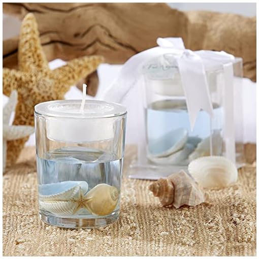 Kate Aspen Seashell Gel Tealight Holder with Palm Wax (Set of 4), Beach Candle Wedding Favor, Sea Themed Bathroom Decor - Image 5