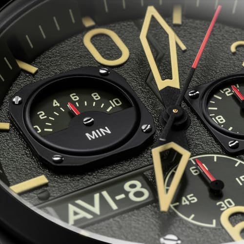 Image of AVI-8 Men's 45mm Hawker Hunter Retrograde Chronograph Watch with Leather Strap AV-4052