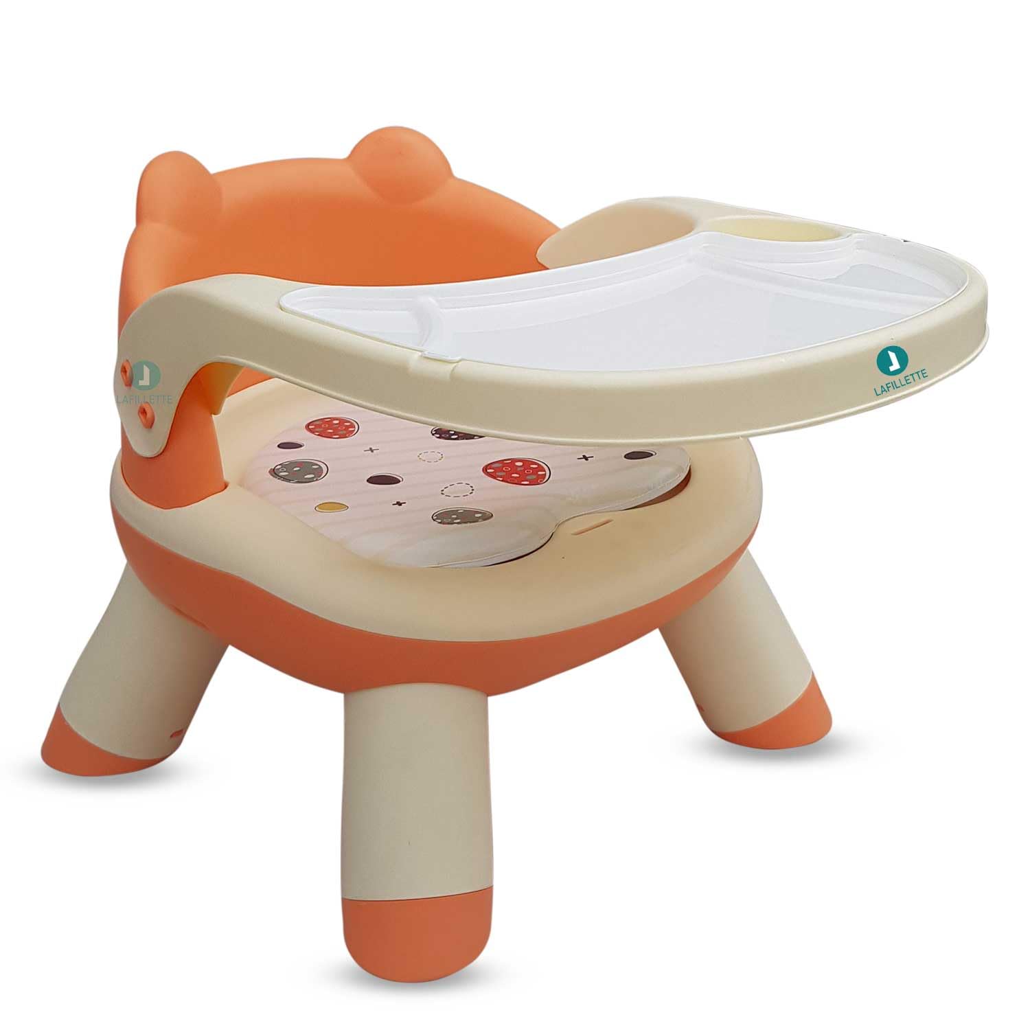 LAFILLETTE Baby Booster Feeding Chair with Removable Tray and Safety Belt for Infants and Toddlers, Folding Portable Booster Seat for Indoor/Outdoor Use (Orange)-picture-17