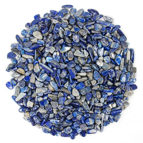 500g Chips de Cristal Natural de Lapislázuli Triturado - Chips de Cristales de Sanación de Lapislázuli a Granel, Gemas de Cristal Triturado para Manualidades, Hermoso Paquete para Regalo