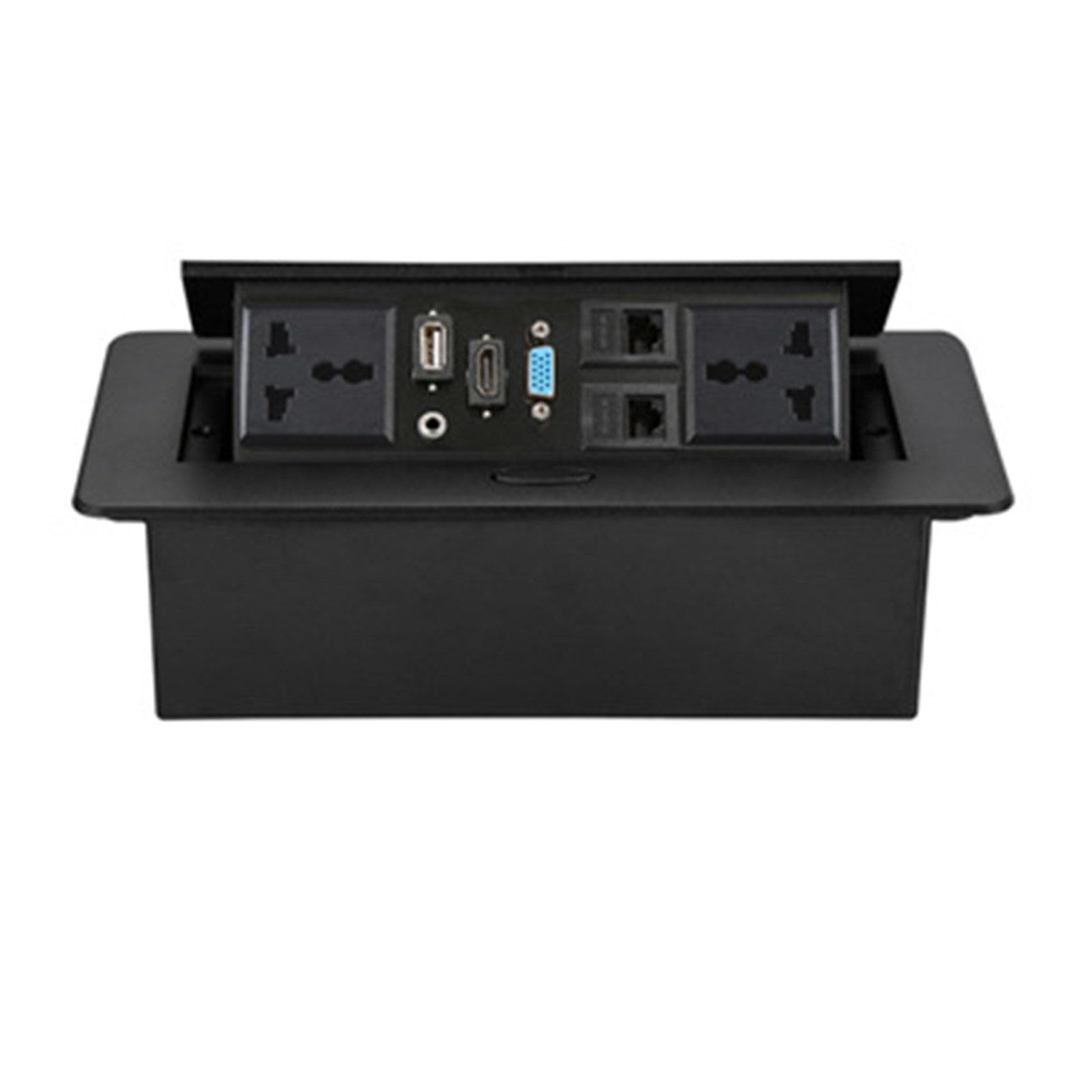 BDAYEK Power strips Multimedia Pop-Up Desktop Socket Hidden Embedded, Hdmi Pop-Up/Embedded Office, Computer(Black)