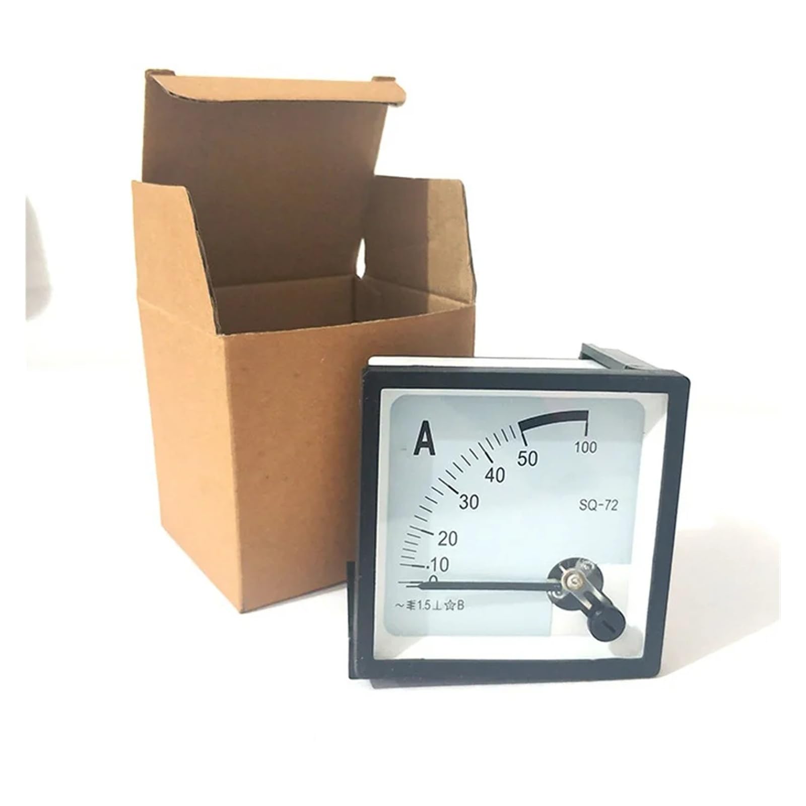 Amperímetro analógico SQ-72 de 72 x 72 mm con puntero, compatible con rangos de 1 A, 2 A, 3 A, 5 A, 10 A, 15 A, 20 A, 30 A y 50 A. Modelo CZ-72.(15A)