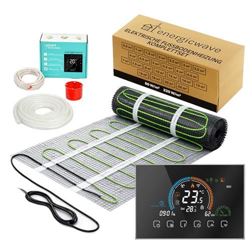 Chauffage Au Sol Électrique 150 W/m² – Kit Complet avec Thermostat Wi-Fi, Natte Chauffante pour Carrelage, Grès Cérame et Sols en Pierre – 3 m²