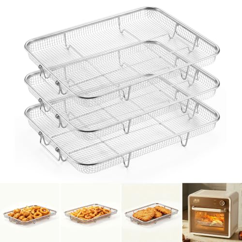 E-far E-far 15.4” Air Fryer Baskets for Oven, 3Pcs Stainless Steel Air Fryer Rack