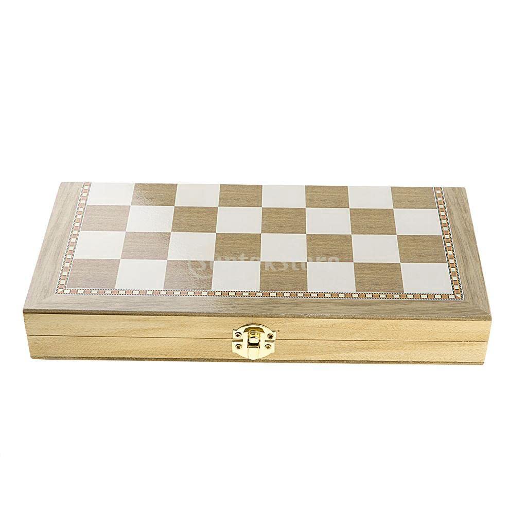 UJEAVETTE® Deluxe 11.4X11.4 Inch Chess Checker Backgammon 3 in 1 Wooden Travel Game Set