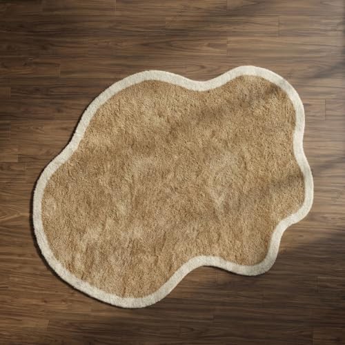 Image of SWEET HOMES Irregular Hand Made Carpet Ultra Soft Plush Fluffy Rug for Living Room Bedroom, 12 x 15 Feet (366 x 457 cm), D-Beige
