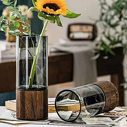 Glazen Vaas Grijze Vaas Voor Pampas Gras Bloemen Gedroogde Bloemen, Glazen Bloemenvaas Moderne Glazen Flessen Voor Tafeldecoratie Bruiloft Evenementen Tulpenvaas Keuken Kantoor Woonkamer (Small) - Afbeelding 5