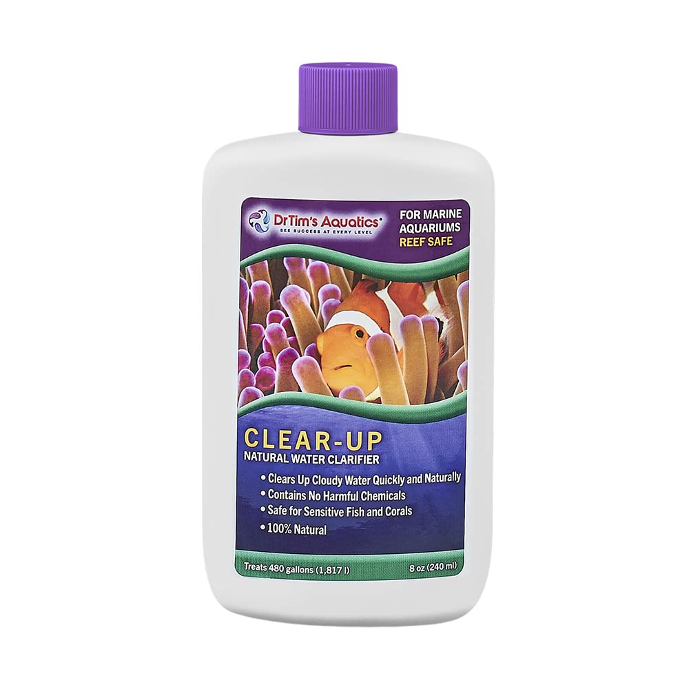 DrTim’s Aquatics Clear-Up for Reef Aquariums – 8 oz – Natural Water-Polishing Formula – Clears Cloudy Water, Enhances Filter Performance & Supports Crystal-Clear Display