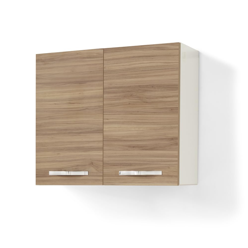 REDÒKASA Pensile Colapiatti per cucina componibile da 80 cm con 2 ante linea MAKA, realizzata in legno 100% MADE IN ITALY (Noce)