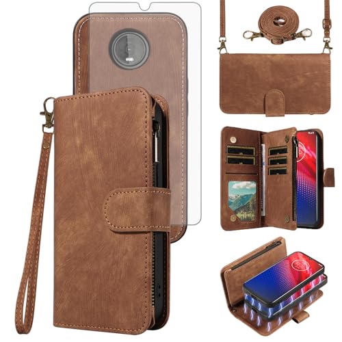 Coque Moto Z4 fermeture éclair et portefeuille détachable protégeant votre écran au quotidien