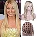Produktbild Queentas® Natural Straight Ash Blonde Ombre Perücke mit freiem Haarteil Bang für Frauen Dunkelbraune Wurzeln Synthetische Haarteile Volle Perücke + 1 Gratis Haarnetz