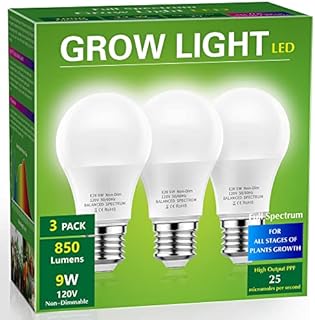 Grow Light Bulbs, Briignite Full Spectrum Grow Light Bulb, LED Grow Light Bulb A19 Bulb, Plant Light Bulbs E26 Base, 9W Grow Bulb 100W Equivalent, Grow Light for Indoor Plants, Seed Starting, 3 Pack