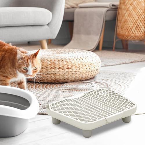 Bothyi Caixa de areia autolimpante para gatos, rampa, estribo, camada dupla, antiderrapante, reutili