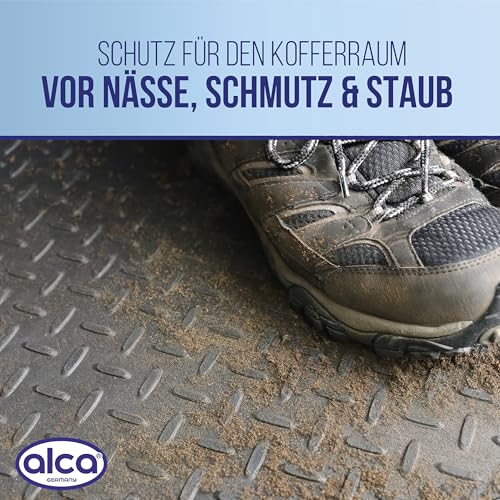 alca® Kofferraummatte Gummi 120x80 cm I zuschneidbar I rutschfest I Schutzmatte für Kofferraum I schwarz I für PKW, SUV, Kombi I schützt vor Nässe, Schmutz und Unterbodenschäden