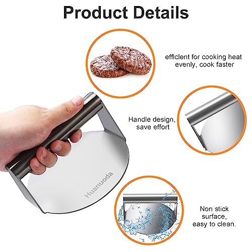 image for Huanuoda Stainless Steel Burger Press, Burger Smasher Heavy-Duty Bacon