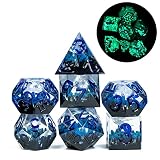 Cusdie Sharp Edges DND Dice, 7 PCs Misty Mountain Dice, Handcrafted Polyhedral Dice Set, for Role Playing Game Pathfinder (Mountain Dice-Summer)