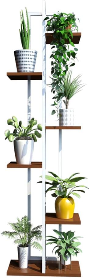 Plant Stands Racks 6 Tier Flower Pot Standing Shelf Metal Shelving Unit for Indoor Outdoor Multifunction Storage Display Shelf Living Room Corner Holder -White(D)