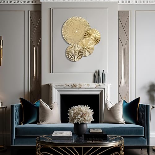 Garneck 4pcs Wrought Iron Wall Decoration Hanging Wall Decor Home Decor Wall Gold Home Decor Decor Metal Plates Wall Decor Metal Wall Decor Decorative Irregular Disc Wall Golden - Image 5