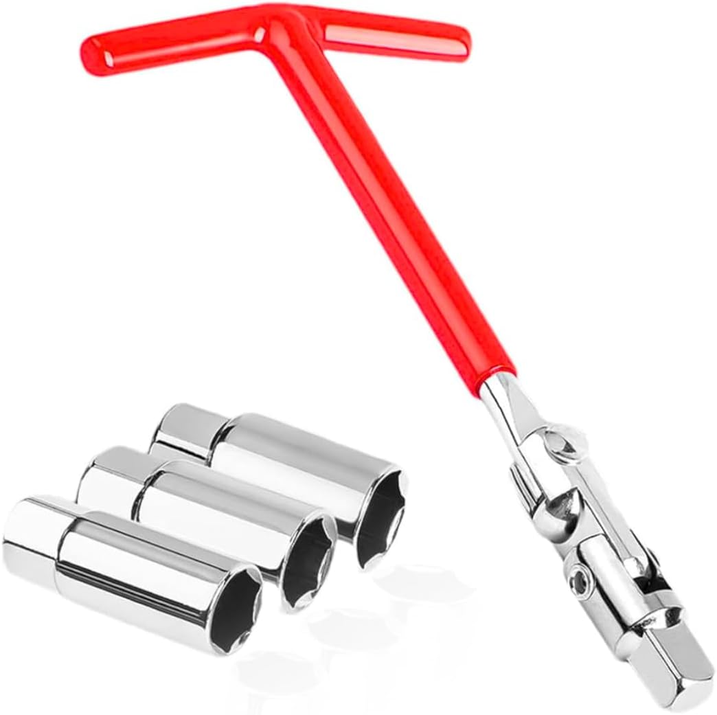 Universal Spark Plug Socket Wrench, Spark Plug Removal Tool, T-Handle 360 Spark Plug Socket 16/18/21MM