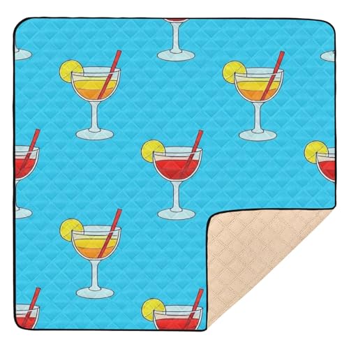Summer Limon Drink Blue Soft Foam Baby Gym & Activity Mat para el suelo, ligero tapete de juego de viaje para bebés y niños pequeños, 50 x 50 pulgadas
