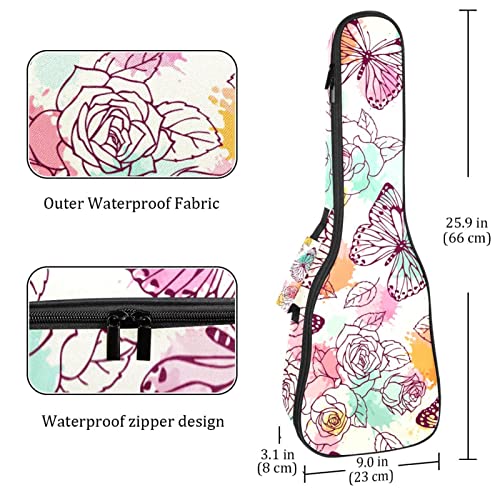Housse pour ukulélé rétro vintage motif papillon rose 10 mm rembourrage épais 53,3 cm sac de transport avec sangles… - Les Beatles, Paul McCartney, John Lennon, RIngo Starr, George Harrison Housse pour ukulélé rétro vintage motif papillon rose 10 mm rembourrage épais 53,3 cm sac de transport avec sangles… – Image 5