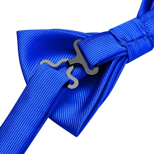 Image of GUSLESON Mens Solid Color Two Layer Pre-tied Bow Tie and Pocket Square Cufflink Set with Gift Box
