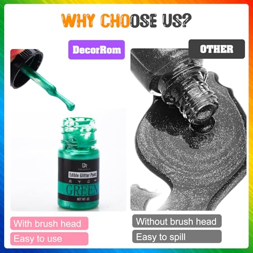 Flüssig Essbarer Glitzer - Regenbogen 7 Farben Lebensmittelfarbe Glitzer für Kuchen Dekorieren, Getränke, Backen, Cupcakes - Flüssiges Essbares Lebensmittel Glitzerpulver für Cockatil, Fondant, Torten