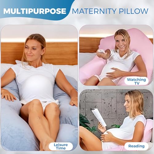 Image of Pregnancy Pillows for Sleeping - 57-Inch Maternity Pillow for Pregnant Women with Removable Washable Cover - Support for Back, Belly, Neck, Legs, & Hips - V C U Shaped Full Body Pillow
