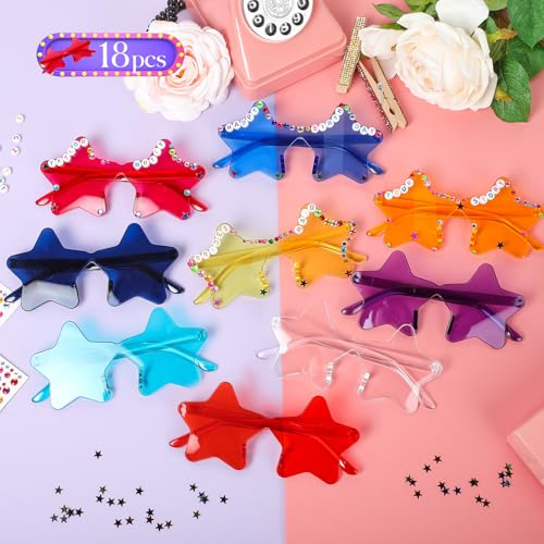 YOGFIT 18/22 PCS DIY Sunglasses for Concert Birthday Popular Singer Party Favors Friendship Heart Star Sunglasses for Women4