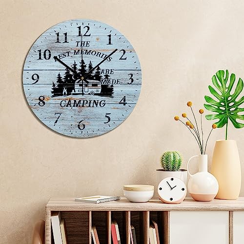 Reloj de pared redondo analógico silencioso de madera 10 pulgadas miniatura 4